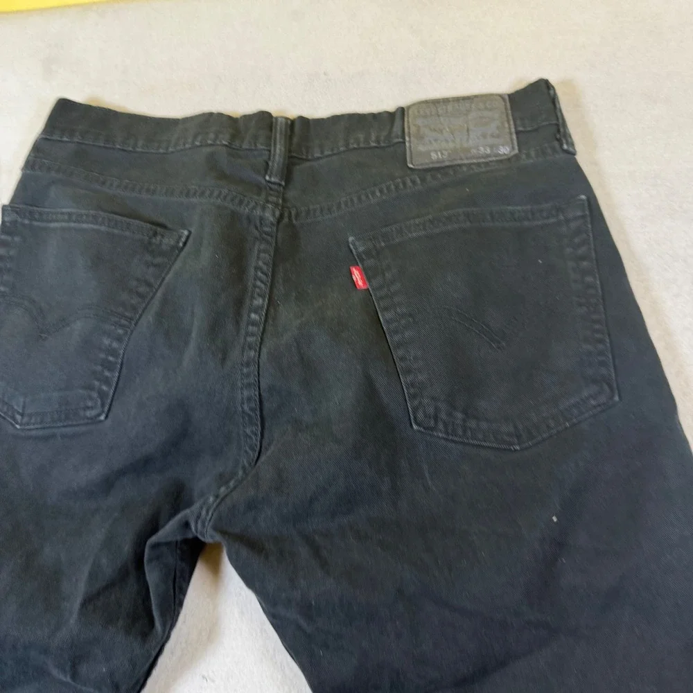 Levis 513 Slim Straight Mens Jeans‎ Black 33x30 Solid Denim Pants 08513-0183